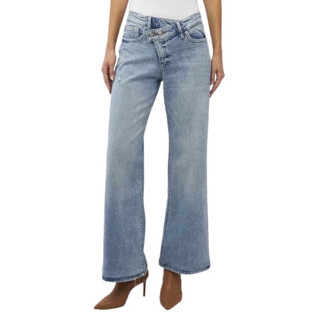 Good American Good Ease Mid-Rise Relaxed Wide Leg Jeans - Size 14/32